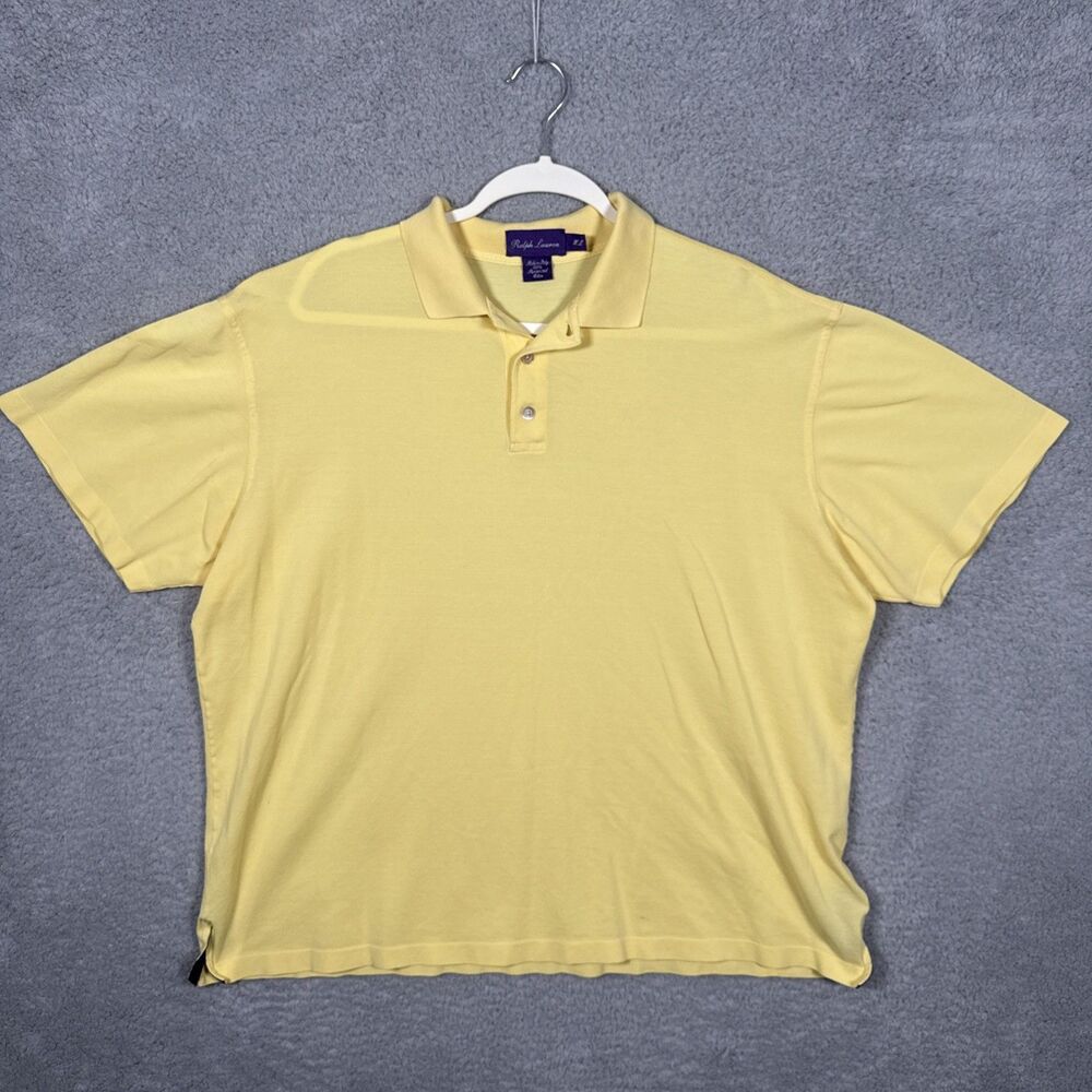 Ralph Lauren Purple Label Polo Shirt Yellow XL Made in Italy Mercerized Cotton
